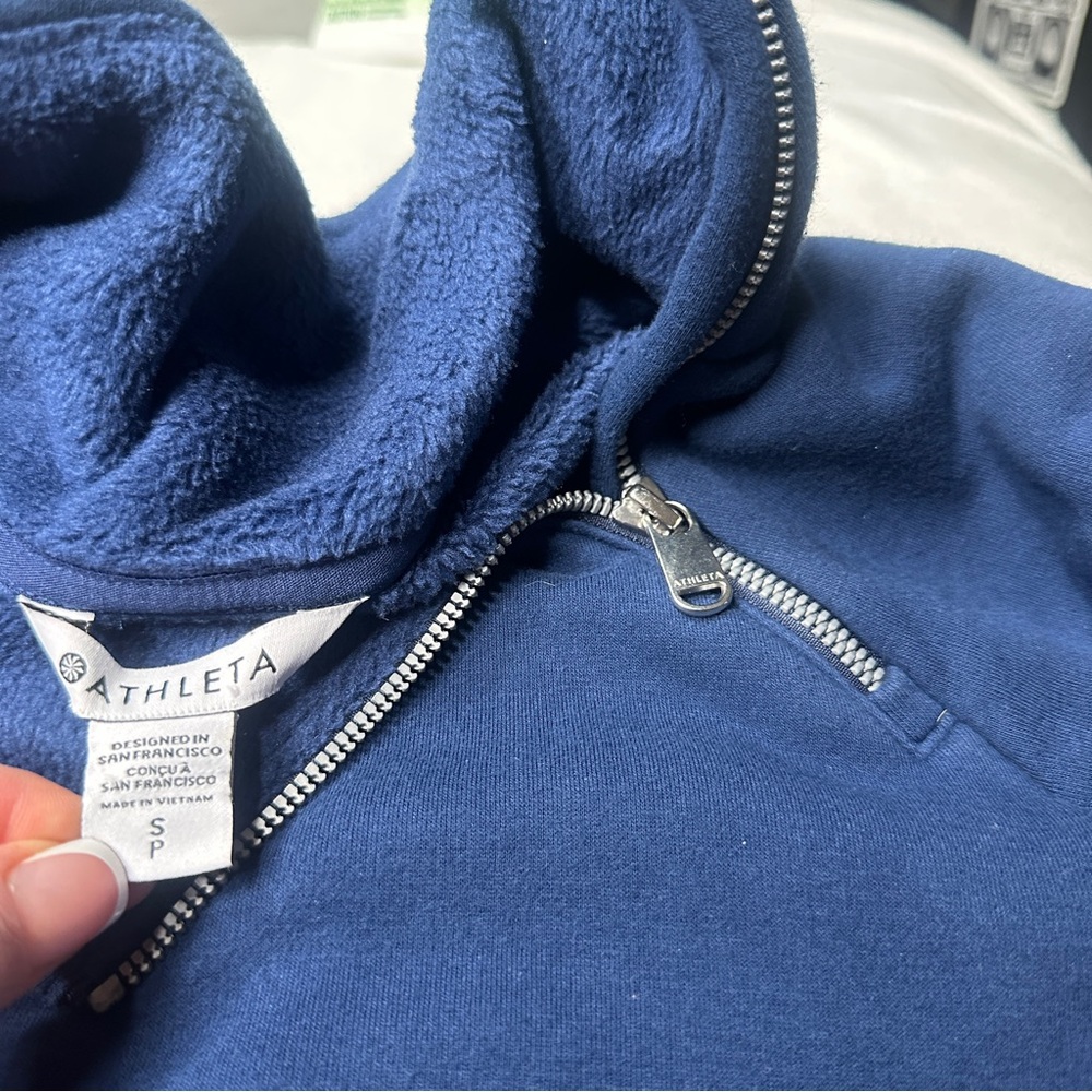 Athleta Cozy Karma Asym Pullover – Navy Blue - Picture 5 of 14